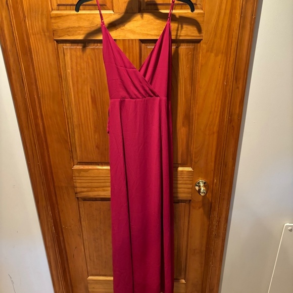 Wayf The Angelina Slit Wrap Gown in Magenta Small NWT - Picture 3 of 7